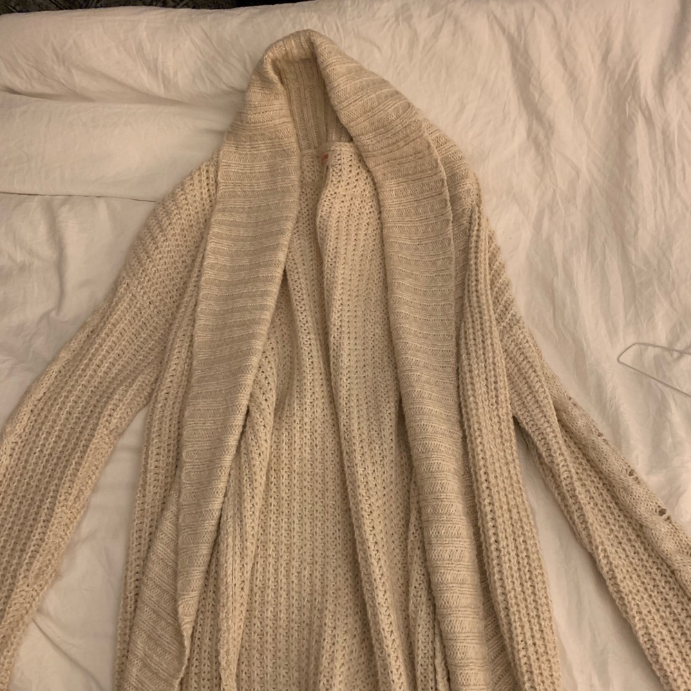 long cream cardigan